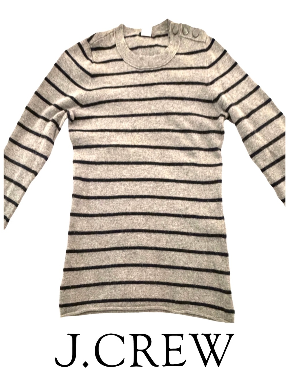 J.Crew Striped Sweater Gray & Black, Size Medium, Like New